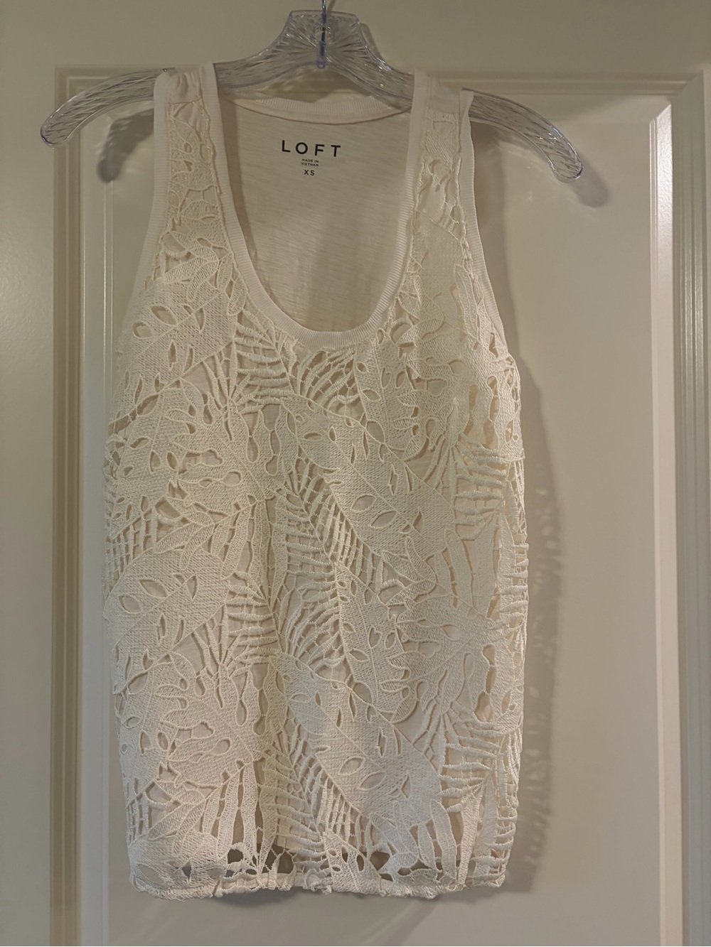 LOFT Cream Lace Overlay Tank Top XS